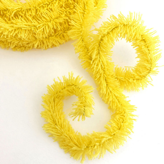 Wired Yarn Trim in Yellow ~ Soft and Fluffy ~ 1 yd.